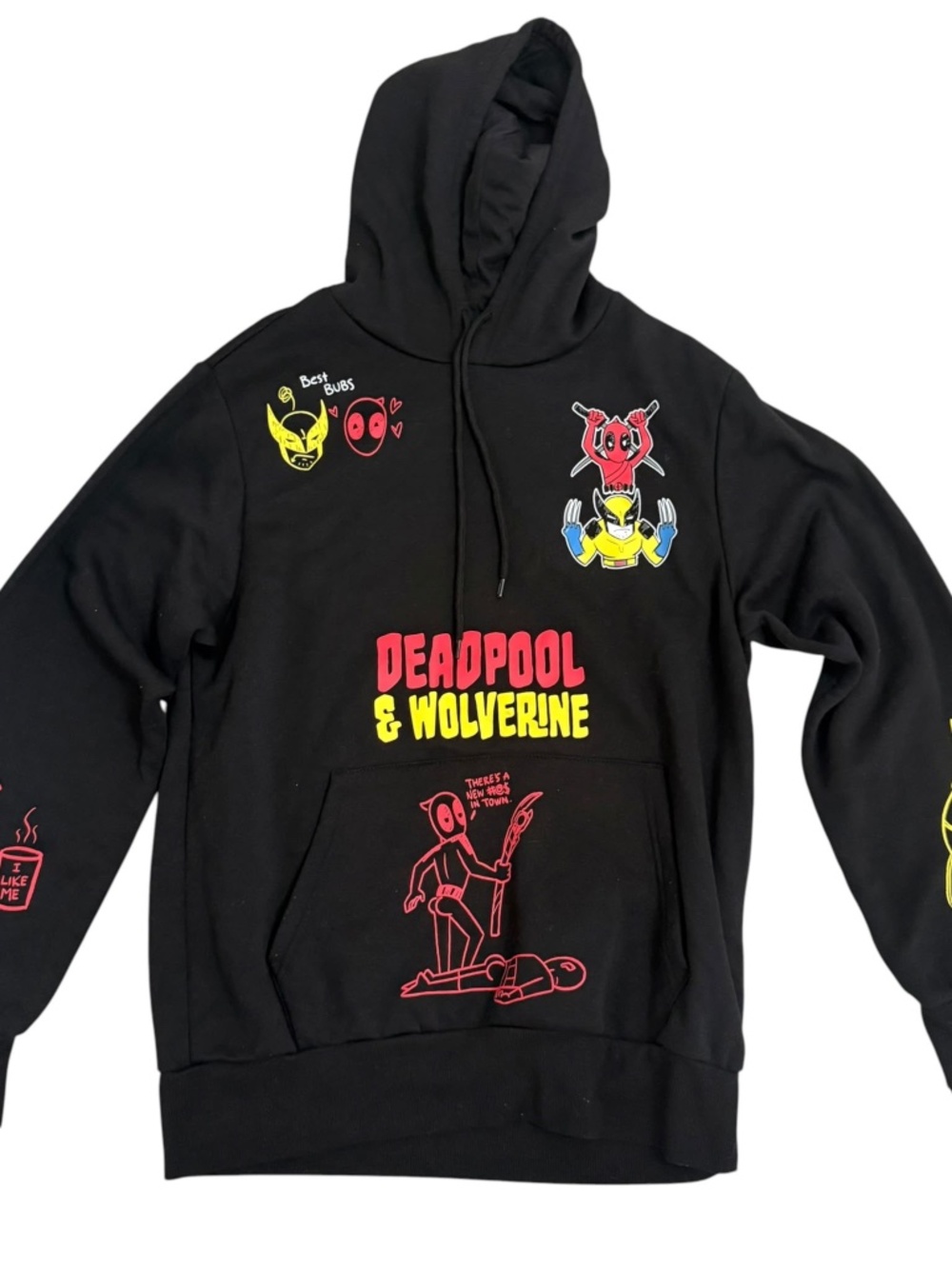 Marvel Deadpool & Wolverine Black Best Bubs Graphic Hoodie Medium